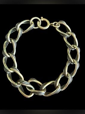 Signed Germany Chain Link Gold Tone Bracelet 7.25”